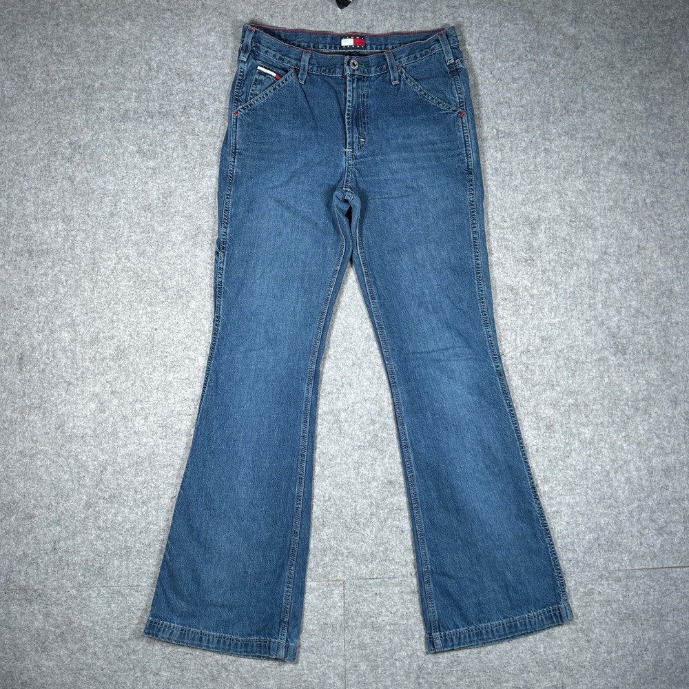 Tommy Hilfiger denim jeans womens 27 Blue Utility Bell Vintage Y2K Flare
